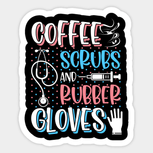 COFFEE SCRUBS RUBBER GLOVES RN Registered Nurse Sticker